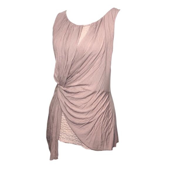 Anthropologie Deletta Blouse Mauve Tan Drape Layer Tank Side Gather Top S - Picture 11 of 11